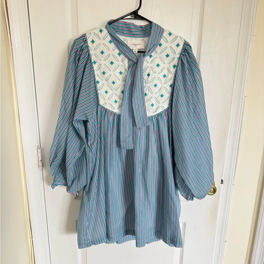 Tuckernuck Pomander Place Striped Bohemian Cottagecore Mini Dress - Picture 3 of 6